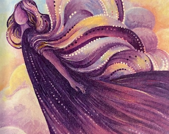 Cartes de correspondance Twilight Angel : cartes d'amitié pourpres coucher de soleil (lot de 4)