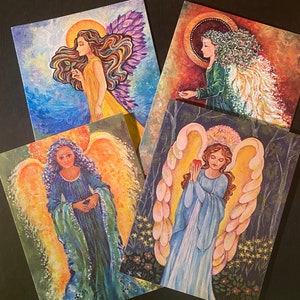 Bunte Engel Grußkarten, Engel Kunstkarten Set, Schöne Engel, Engelliche Inspirationskarten
