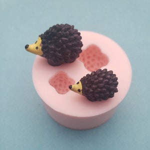 Miniature Hedgehogs Silicone Rubber Mold for Resin, Cake, Candy, Fondant, Baking, Jewelry, Chocolate, Clay, Charms, Animal Molds, A213