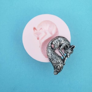 Fox Silicone Rubber Mold for Resin,    Jewelry,  Clay, Charms, Forest Animal Predator Molds, A160