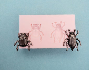 Beetles Insects Bugs Silicone Rubber Mold for Cake, Candy, Fondant, Baking, Jewelry, Chocolate, Resin, Clay, Charms, Molds, Crawlers, A134