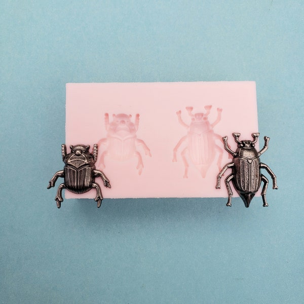 Beetles Insects Bugs Silicone Rubber Mold for Cake, Candy, Fondant, Baking, Jewelry, Chocolate, Resin, Clay, Charms, Molds, Crawlers, A134