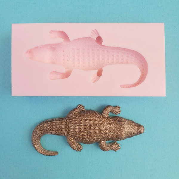 Alligator Reptile Animal Silicone Rubber Mold for Resin, Cake, Candy, Fondant, Baking, Jewelry, Chocolate, Clay, Charms, Molds, Gator, A328