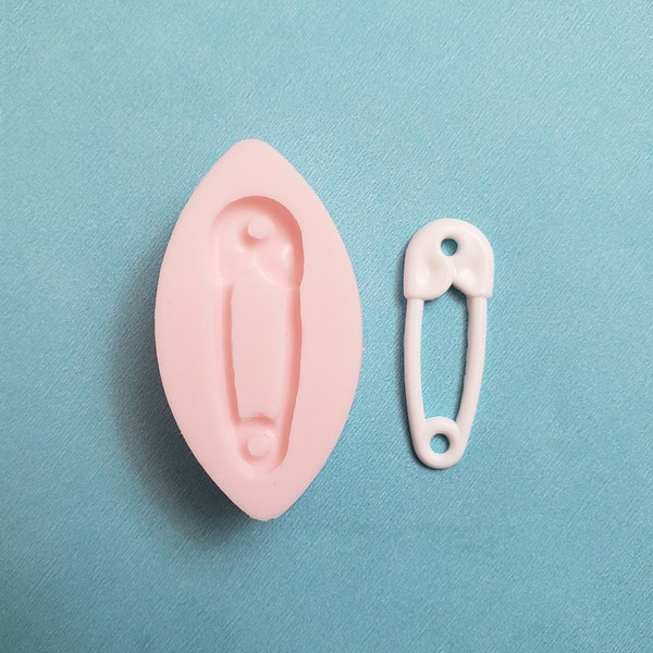 Diaper Safety Pin Baby Shower Silicone Rubber Mold for Resin, Cake, Candy, Fondant, Baking, Jewelry, Chocolate, Clay, Charms, Soap, A283