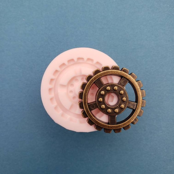 Steampunk Gear Silicone Rubber Mold for Cake, Candy, Fondant, Embed, Soap, Baking, Jewelry, Chocolate, Resin, Clay, Charms, Molds, Wheel A47