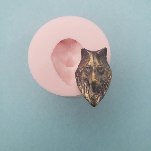 Wolf Face Animal Head Silicone Rubber Mold for Cake, Candy, Fondant, Baking, Jewelry, Chocolate, Resin, Clay, Charms, Molds, Dog, Coyote A87