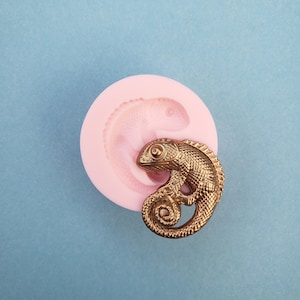Lizard Chameleon Reptile Silicone Rubber Mold for Resin,    Jewelry,  Clay, Charms, Animal Molds, A163