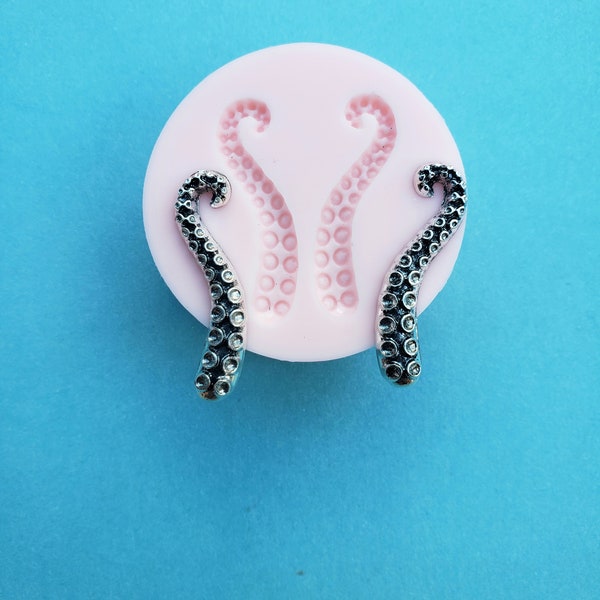 Octopus Tentacles Silicone Rubber Mold for Resin, Cake, Candy, Fondant, Baking, Jewelry, Chocolate, Clay, Charms, Nautical Animal Molds A209