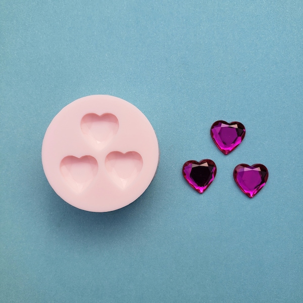 Small Heart Gemstones Jewels Gems Silicone Rubber Mold for Resin, Cake, Candy, Fondant, Baking, Jewelry, Chocolate, Clay, Charms, Molds A164