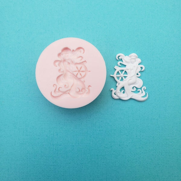 Thin Mermaid Sailor Nautical Charm Silicone Rubber Mold for Resin, Metal, Fondant, Jewelry, Chocolate, Clay, Charms, Mythical A341