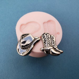 Cowboy Cowgirl Boots and Hat Silicone Rubber Mold for      Jewelry,  Resin, Clay, Charms, A61