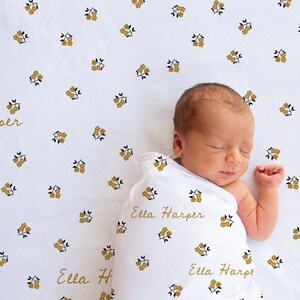Manta envolvente floral estilo bohemio para bebé recién nacido/Conjunto para bebé niña que regresa a casa/Regalo floral para baby shower/Traje para fotos de hospital/Gorro/Diadema para recién nacido