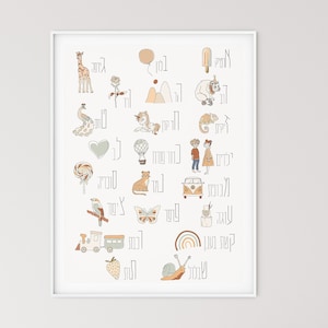 Alphabet Poster | Hebräische Buchstaben | DRUCKBARE Wandkunst | Pädagogische Wandkunst | Wandkunst | Jüdische Kunst | Sofort Download