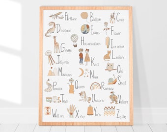 Alphabet Print | Whimsical ABC Poster, Playroom Decor (Digital Download)