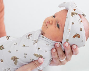 Fall Leaves Baby Swaddle Blanket | Autumn Newborn Outfit