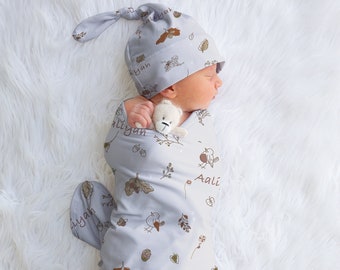 Fall Leaves Baby Swaddle Blanket | Gender Neutral, Coming Home Outfit