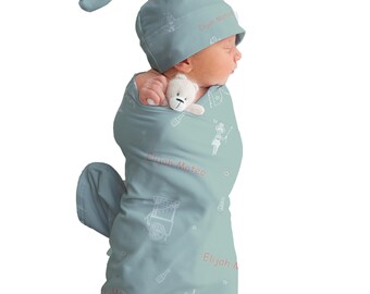 Personalized Circus Baby Swaddle Blanket | Jersey Poly, Newborn Outfit