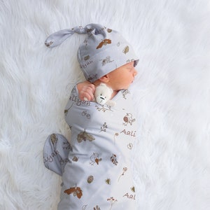 FALL LEAVES Swaddle Blanket | Leaf Gender Neutral Coming Home Outfit | Gender Neutral Gift Set | Unique Baby Boy Gift  Baby Girl Gift Basket