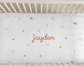 Boho Crib Sheet | Soft Jersey Knit, Floral Print