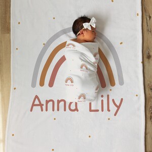 PERSONALIZED Minky Blanket Boho Minky Baby Blanket With Name For Girls | Rainbow Baby Blanket| Swaddle Blanket Girl | Personalized Swaddle
