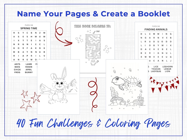 40 Printable Fun Activity Pages for Kids Etsy