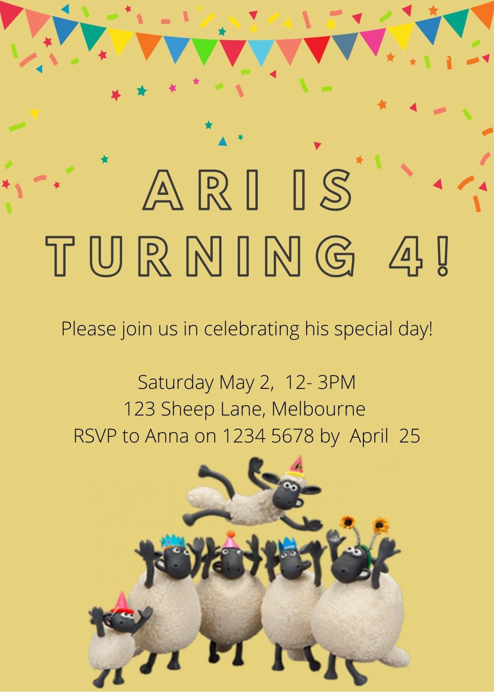 Shaun the Sheep birthday invitation | Etsy