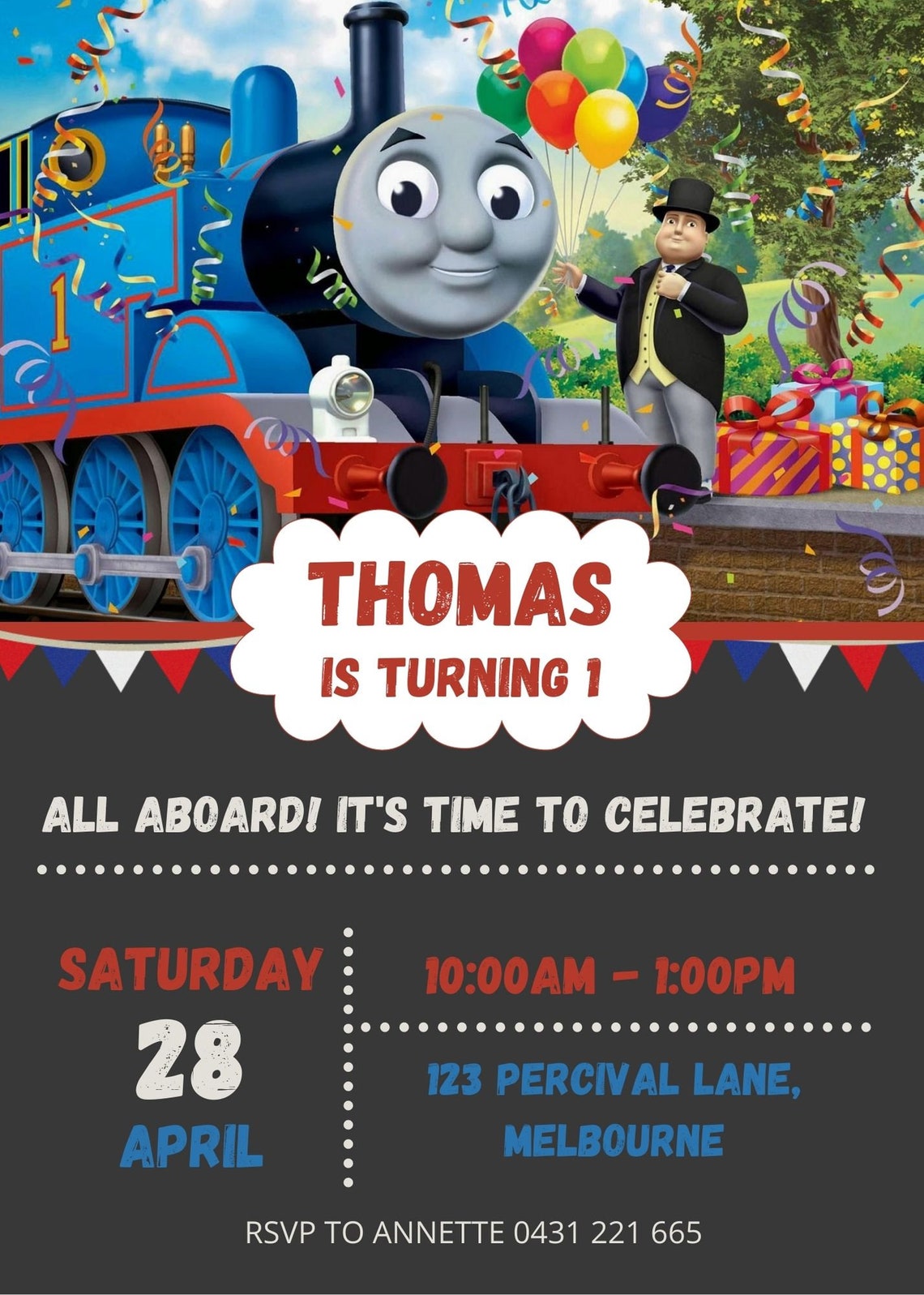 Thomas the Tank Engine Digital Birthday Invitation - Etsy Australia