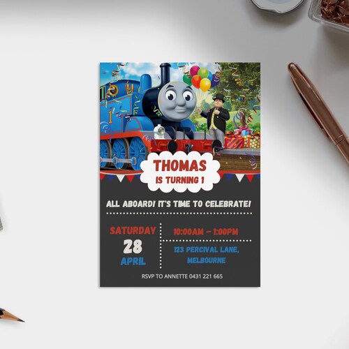 Thomas the Train Birthday Invitation Thomas Invitation Etsy