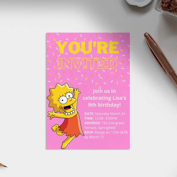 Faire-part d'anniversaire numérique Lisa Simpson