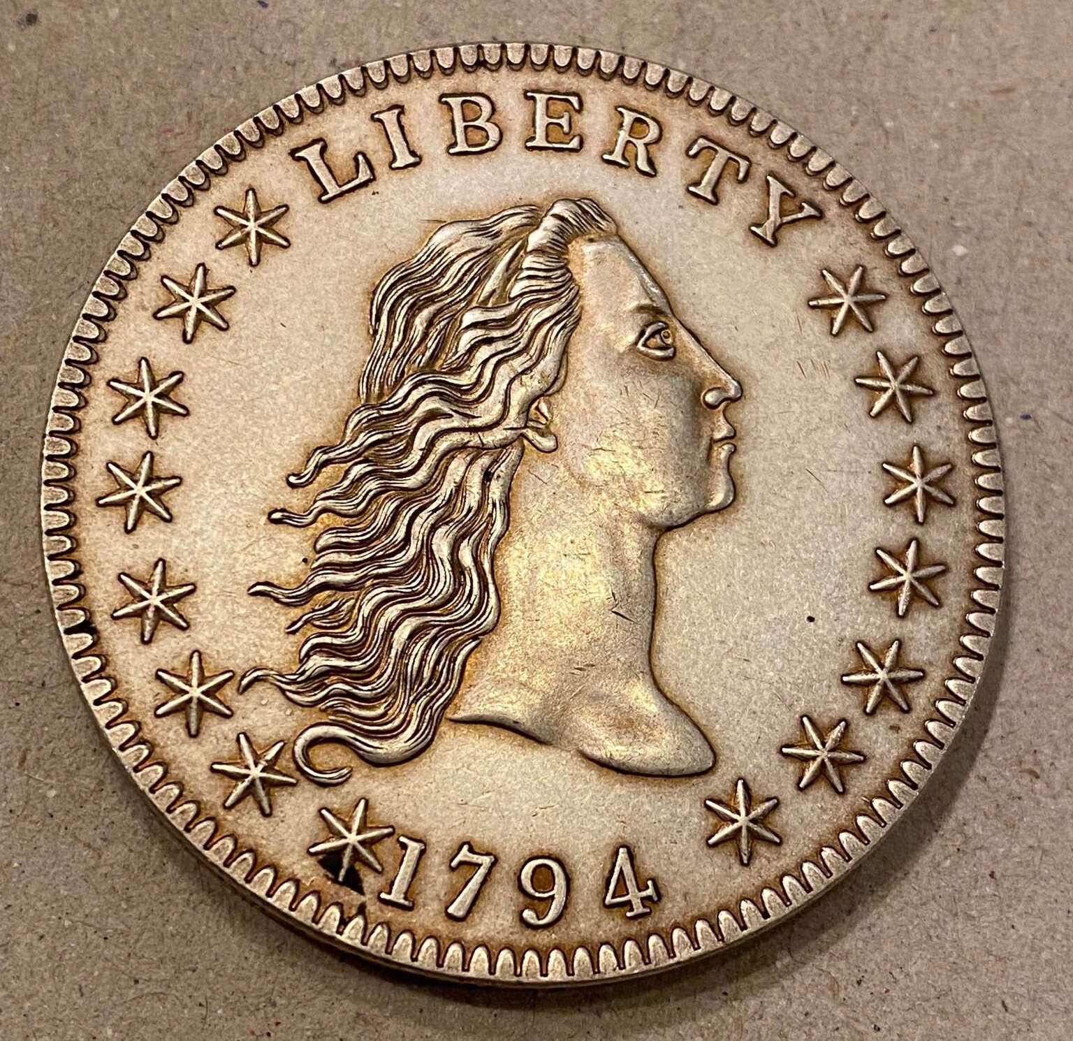 Replica 1794 Flowing Hair First Silver Dollar Coin Antique Uncirculated  Details 