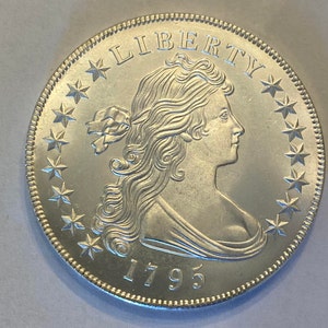 1795 Draped Bust One Dollar SILVER PLATED (Reproductions Token) :Fantasy Token For Educational purposes