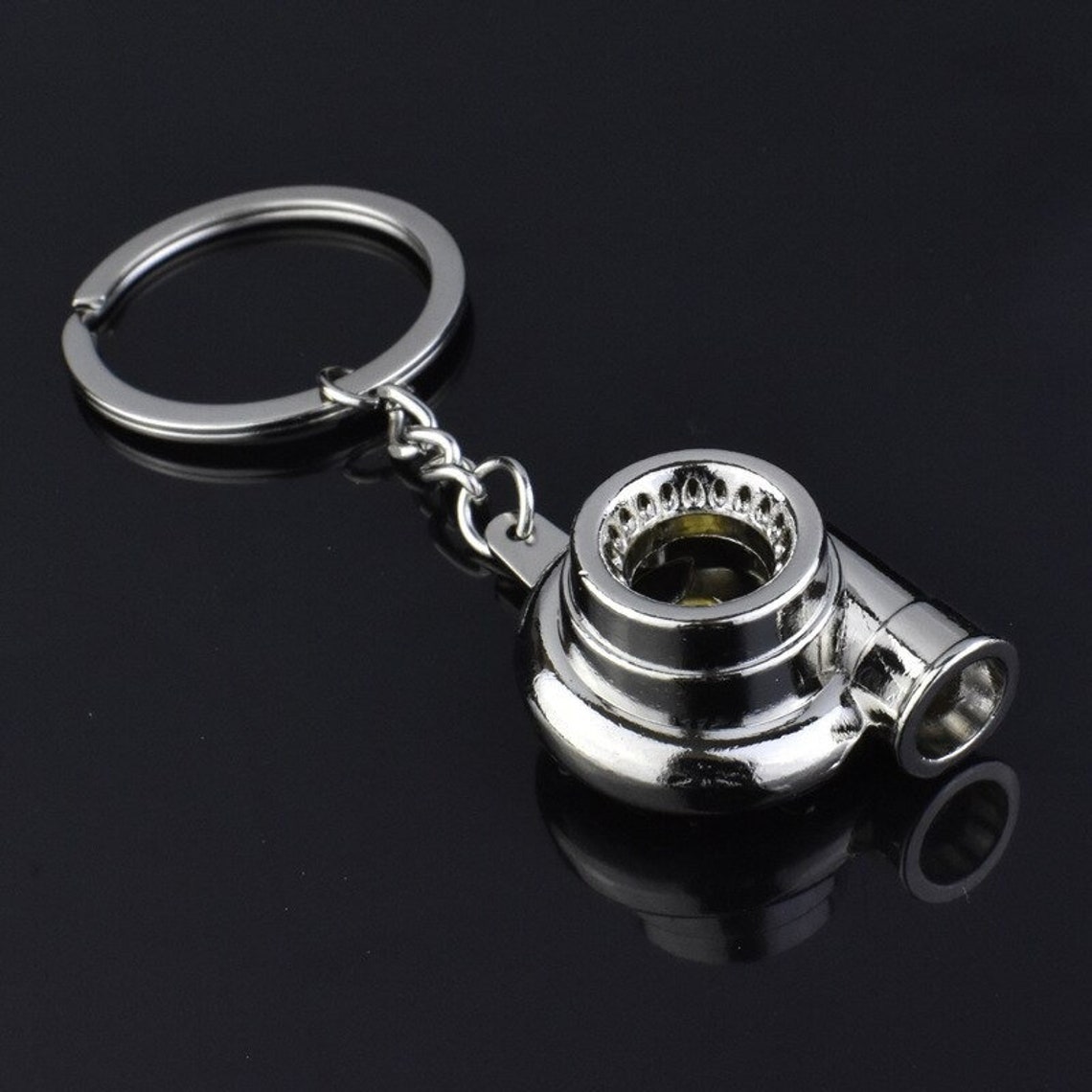 New Mini Turbo Turbocharger Keychain Spinning Turbine Key Etsy