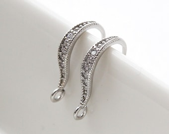 Silver Plated Earring Hooks: Nickel Free Ear Wires, DIY Jewelry Making 2pcs