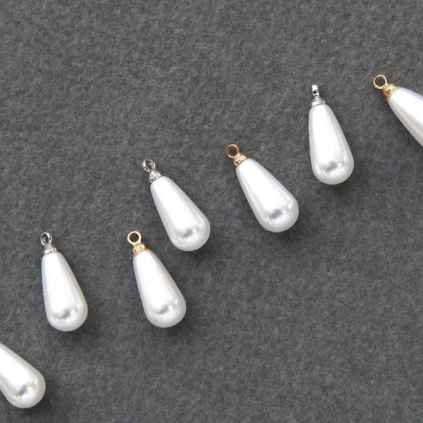 4pcs/10pcs  Tear Drop Artificial Pearl Charms, Craft Supplies, jewelry Earring Charm [C215]