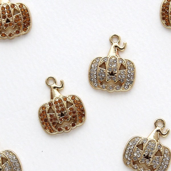 2pcs/10pcs  Halloween CZ Pumpkin Chams, Earring Making, Jewelry Pendant, Bracelet Charm [C208]