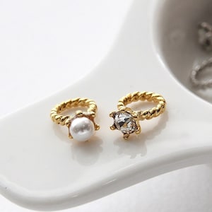 4pcs/10pcs Cubic, Pearl Ring Charms, Wedding Jewelry Supplies, Earring Making [C160]
