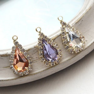 Rhinestone Teardrop Charms: Jewelry Pendants (4pcs/10pcs)