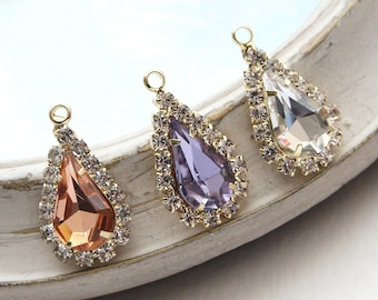 4pcs/10pcs Rhinestone Tears Drop Charms, Earrings Charms, Jewelry  Pendants, Necklace  Pendants [C156]