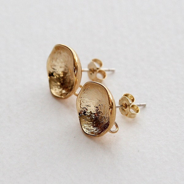 2pcs/10pcs Gold Plated Round Earring Posts with Hoop & Clutch, 925 Silver Pin, Nickel Free High quality Earring Studs [P07]