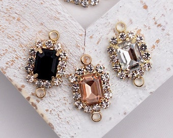 4pcs/10pcs 1 x 1.9cm Square Rhinestone Connector, Earring Parts, Cubic Earring Supplies,Earring Making[C111]