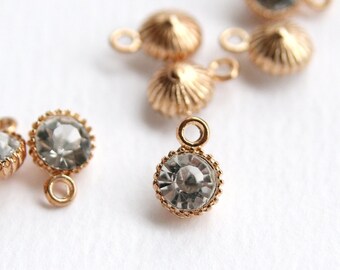 Gold Plated Cubic Zirconia Circle Charm Earring Supplies 4/10pcs