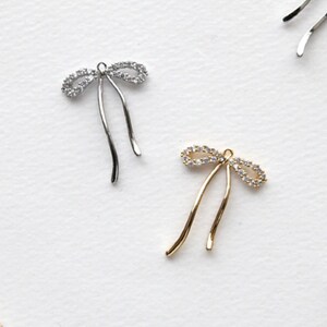 Bow Ribbon Charms, Earring Parts, Jewelry  Supplies,Earring Making 2/10pcs