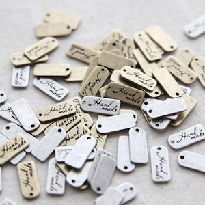 10pcs Metal tag with a handmade logo, Metal labels Charms, bracelet Jewelry Craft Charm [C69]