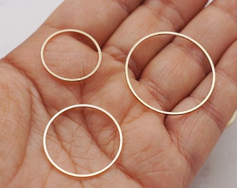 Gold Plated Thin Ring Circle Charms, Earring Connector,  Jewelry Parts 10pcs