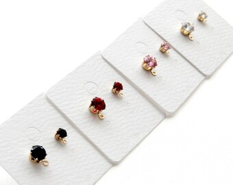 Gold Plated Stone Earring Studs, Stainless Steel Posts, Earring Making (4pcs)