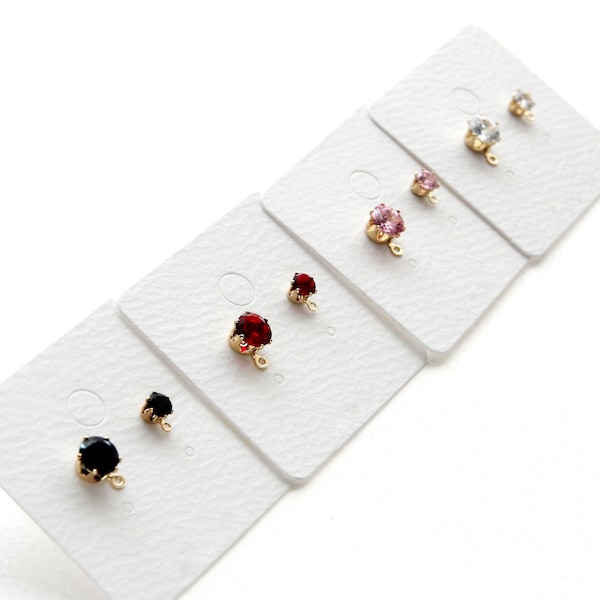 4pcs Gold Plated Stone Earring Studs with Clutch, Stainless Steel Needle Post, Earring Making [P55]