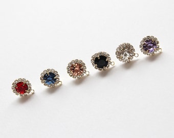 14k Gold Plated Rhinestone Earring Posts: DIY Earring Components (4pcs)