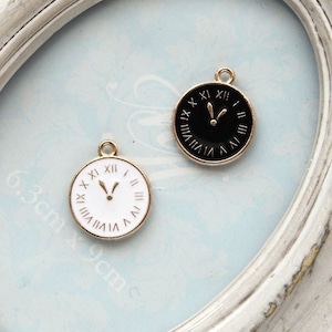 4pcs/10pcs  Enamel Clock Charm, Bracelet Charms, Earring Making, Jewelry Supplies [C231]