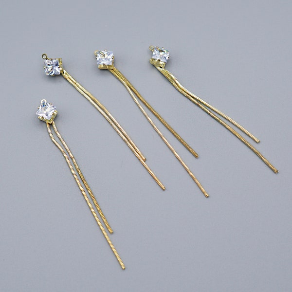 4pcs/10pcs  Gold Plated Cubic Earring Tassel, Earring charms, Earring Chaine, Jewelry Earring  Supplies[C190]