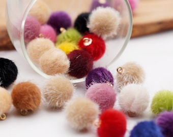 4pcs /10pcs Fur Ball Charms, Furry Earring Charms, Pom Pom, Jewelry Pendant [C105]